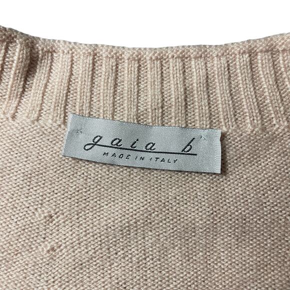 Gaia B Long Sleeve Zip Up Merino Wool Cardigan Sweater Baby Pink - Size Large - Picture 4 of 9